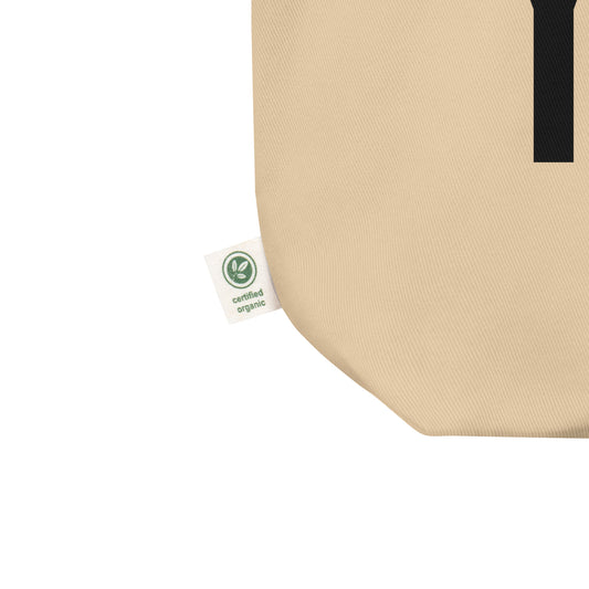 YQR Regina Organic Tote Bag • Air Force Lettering in Black • YHM Designs - Image 02