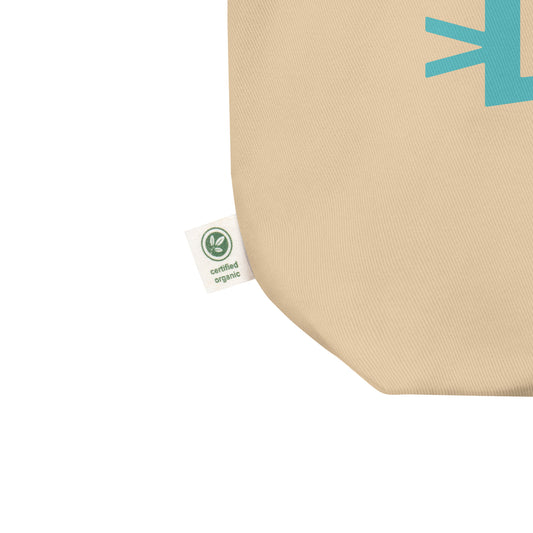 DTW Detroit Organic Tote Bag • Banner Design in Viking Blue • YHM Designs - Image 02