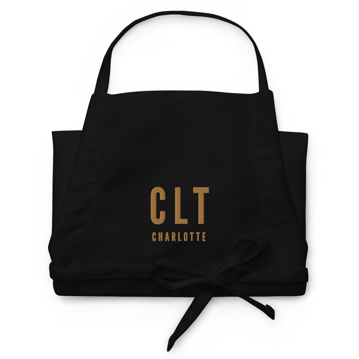 City Embroidered Apron - Old Gold • CLT Charlotte • YHM Designs - Image 03