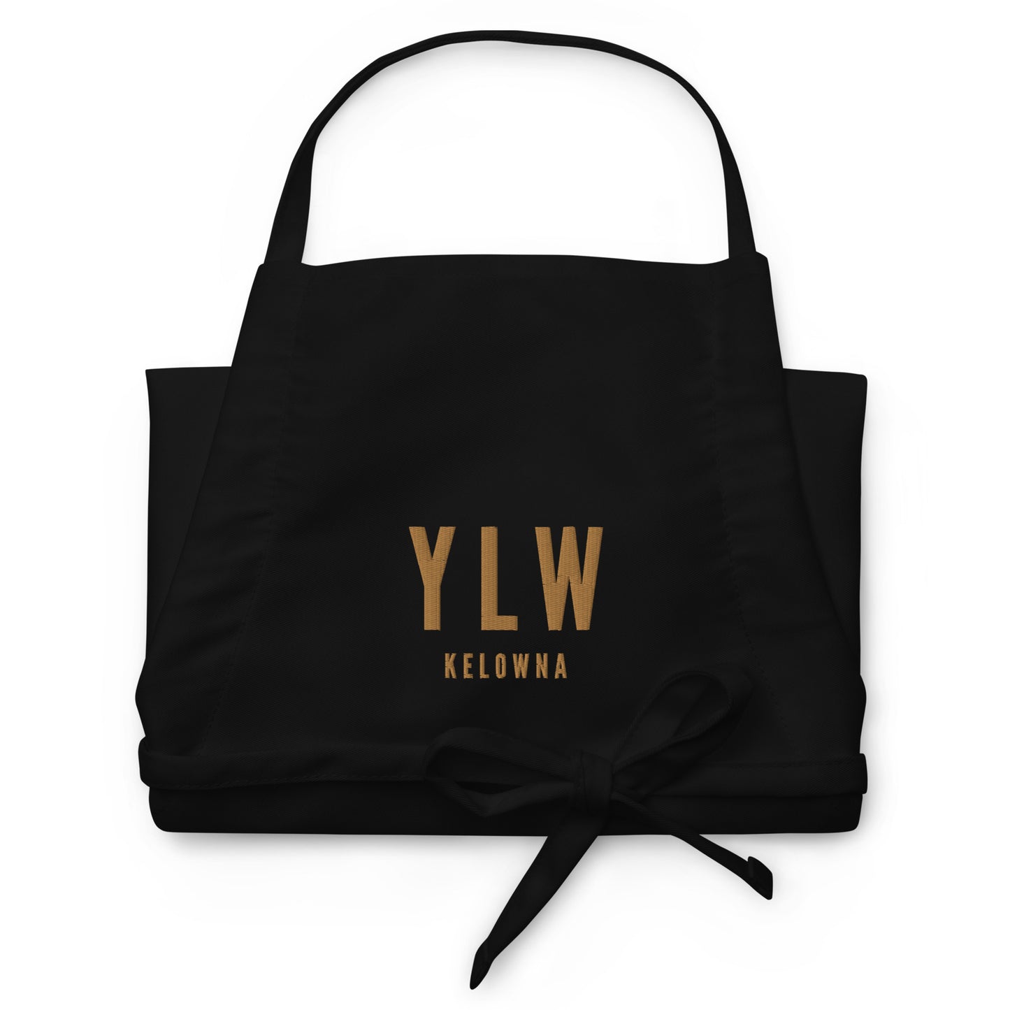 City Embroidered Apron - Old Gold • YLW Kelowna • YHM Designs - Image 03