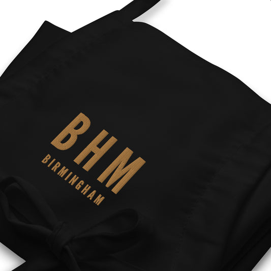 BHM Birmingham Apron • Airport Code & City Name Embroidered in Old Gold • YHM Designs - Image 02
