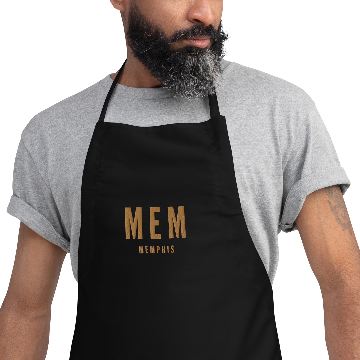 City Embroidered Apron - Old Gold • MEM Memphis • YHM Designs - Image 04