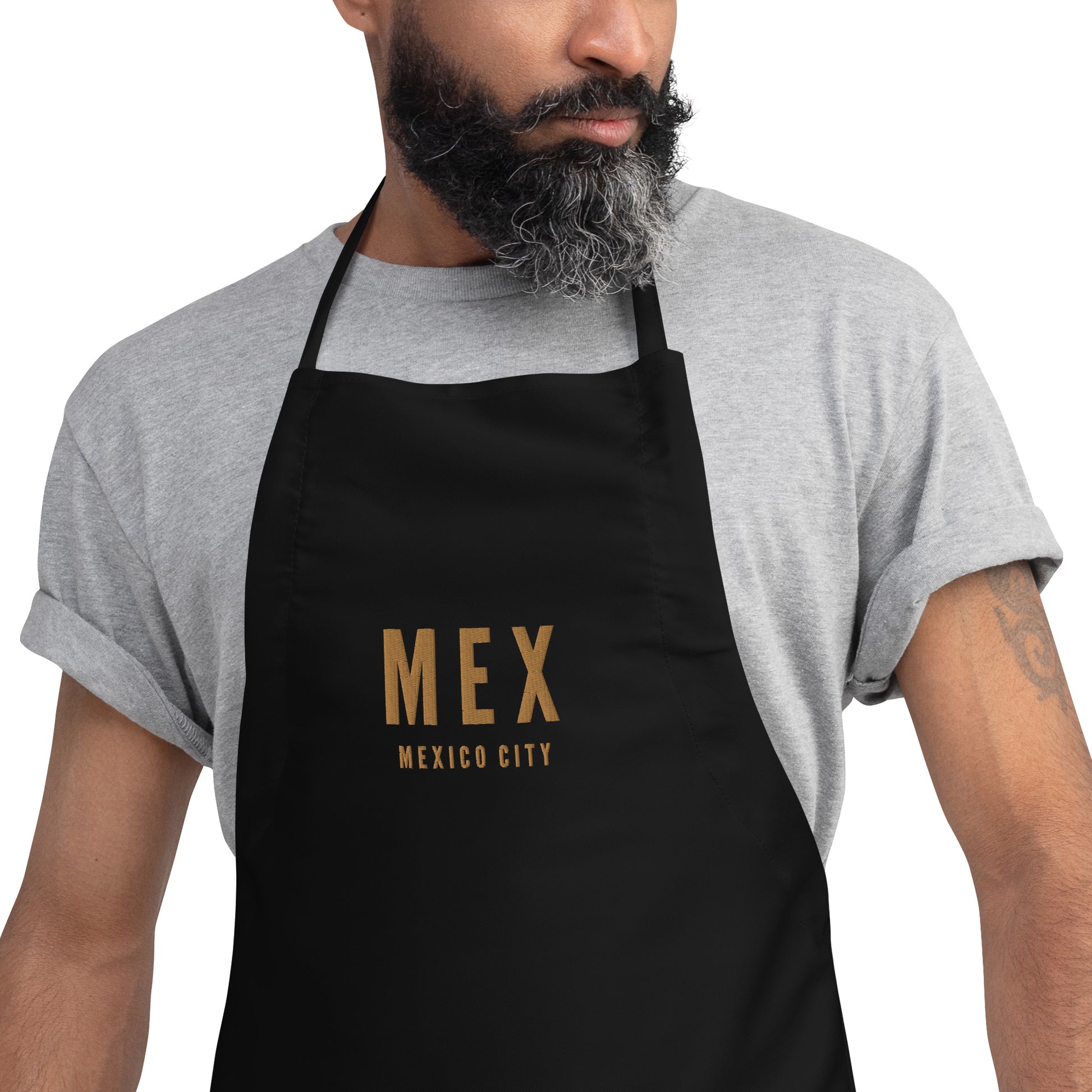 City Embroidered Apron - Old Gold • MEX Mexico City • YHM Designs - Image 04