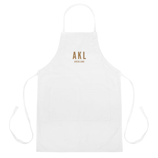 City Embroidered Apron - Old Gold • AKL Auckland • YHM Designs - Image 01