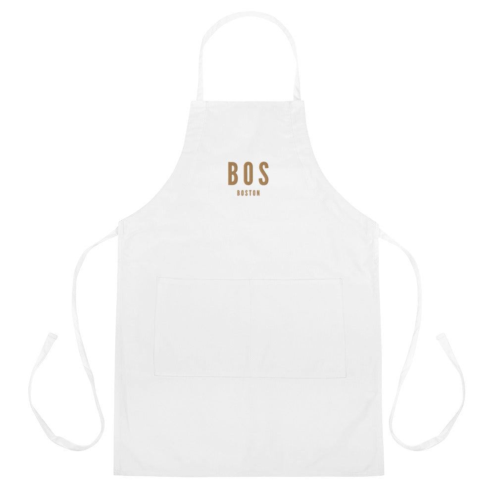 City Embroidered Apron - Old Gold • BOS Boston • YHM Designs - Image 01