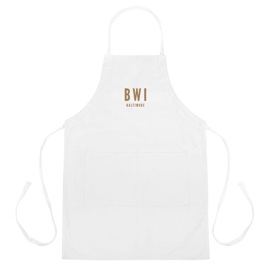 City Embroidered Apron - Old Gold • BWI Baltimore • YHM Designs - Image 01