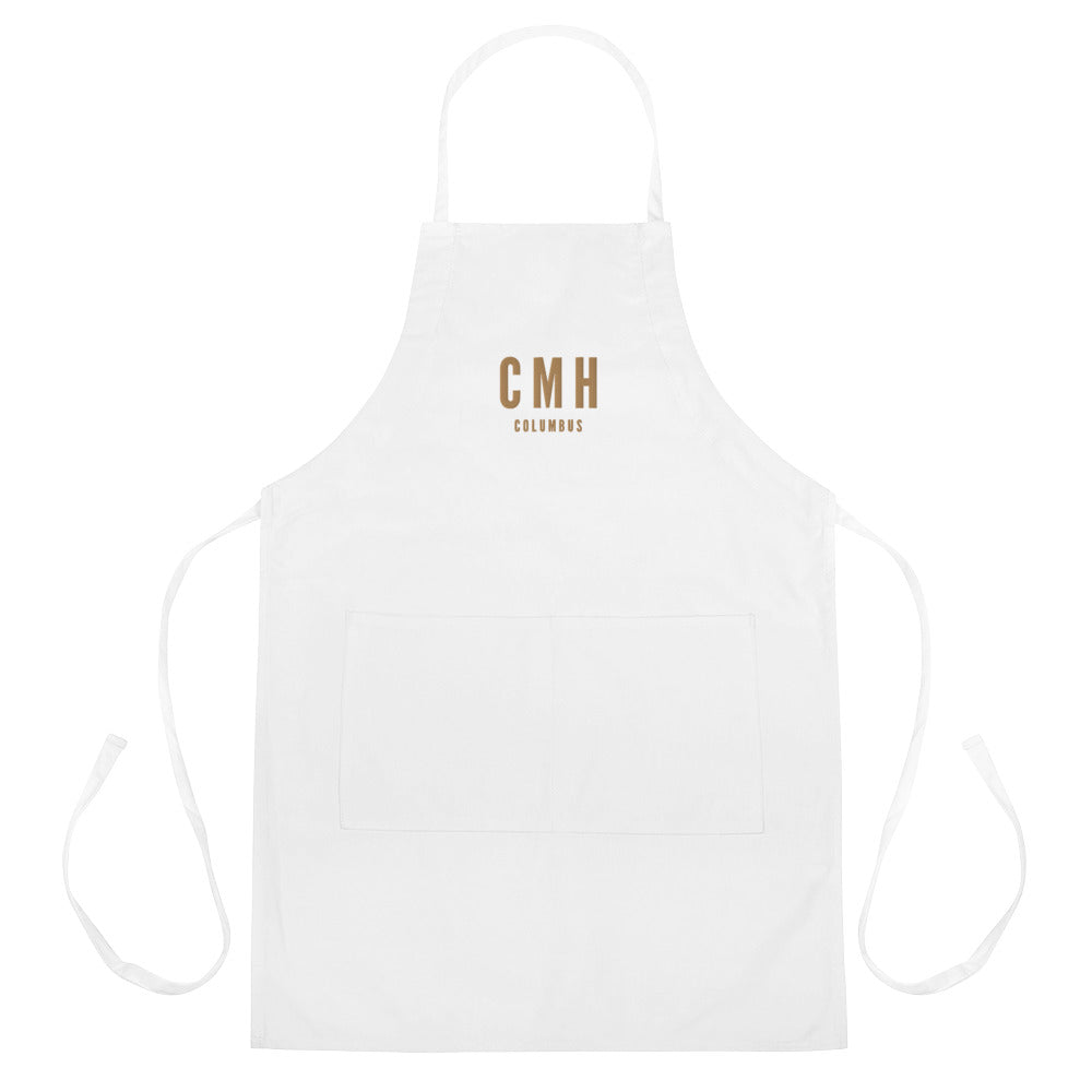 City Embroidered Apron - Old Gold • CMH Columbus • YHM Designs - Image 01