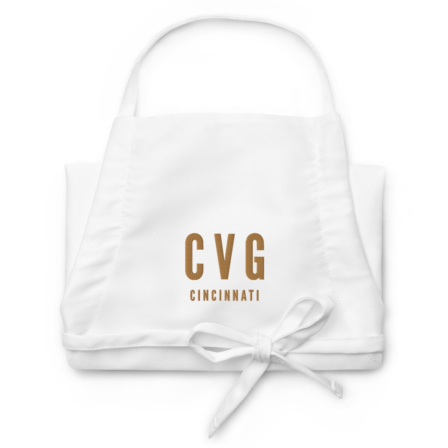 City Embroidered Apron - Old Gold • CVG Cincinnati • YHM Designs - Image 07