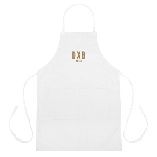 City Embroidered Apron - Old Gold • DXB Dubai • YHM Designs - Image 01