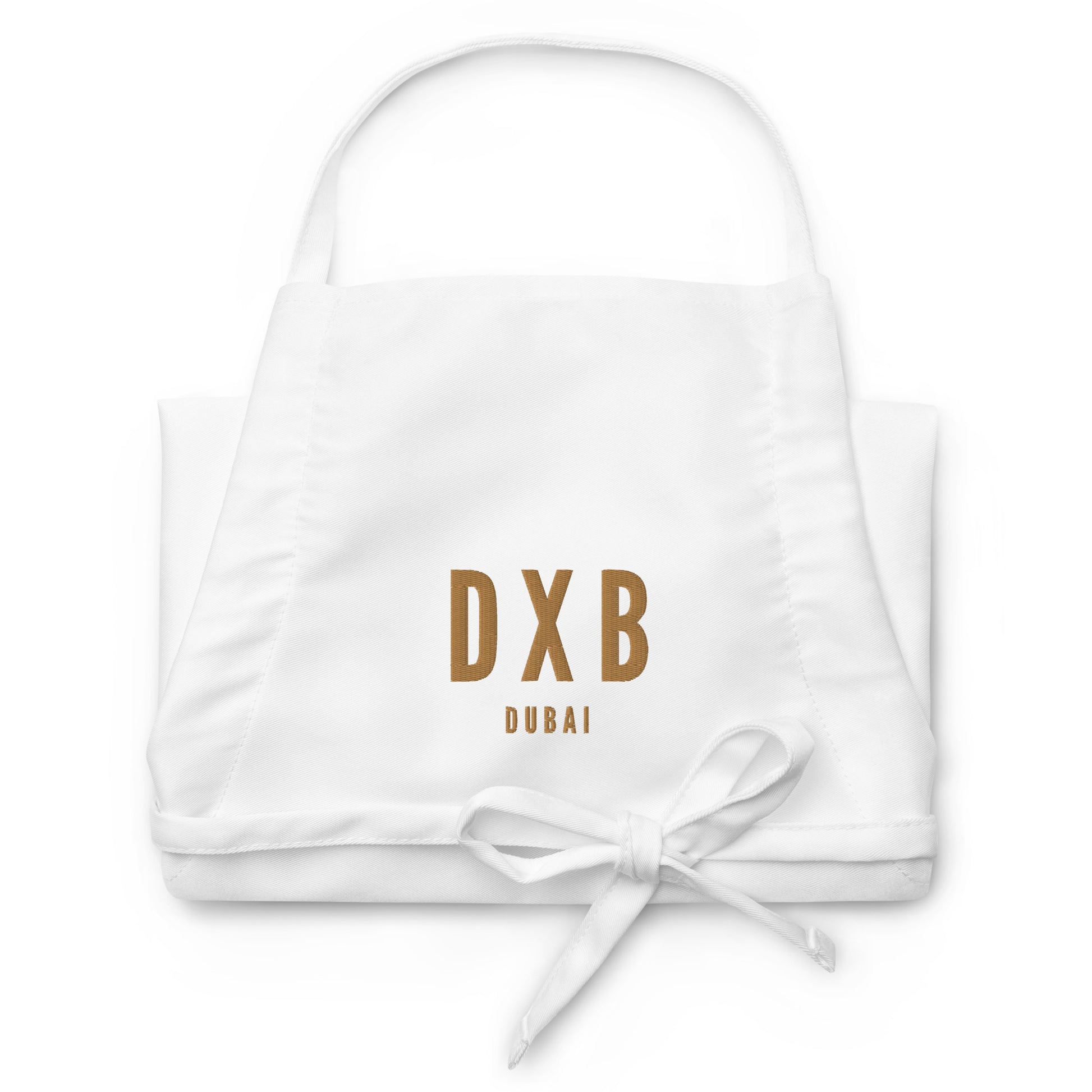 City Embroidered Apron - Old Gold • DXB Dubai • YHM Designs - Image 03