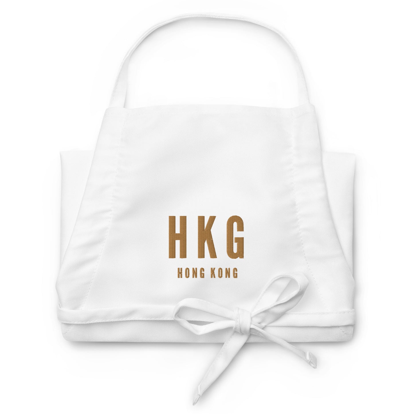 City Embroidered Apron - Old Gold • HKG Hong Kong • YHM Designs - Image 07