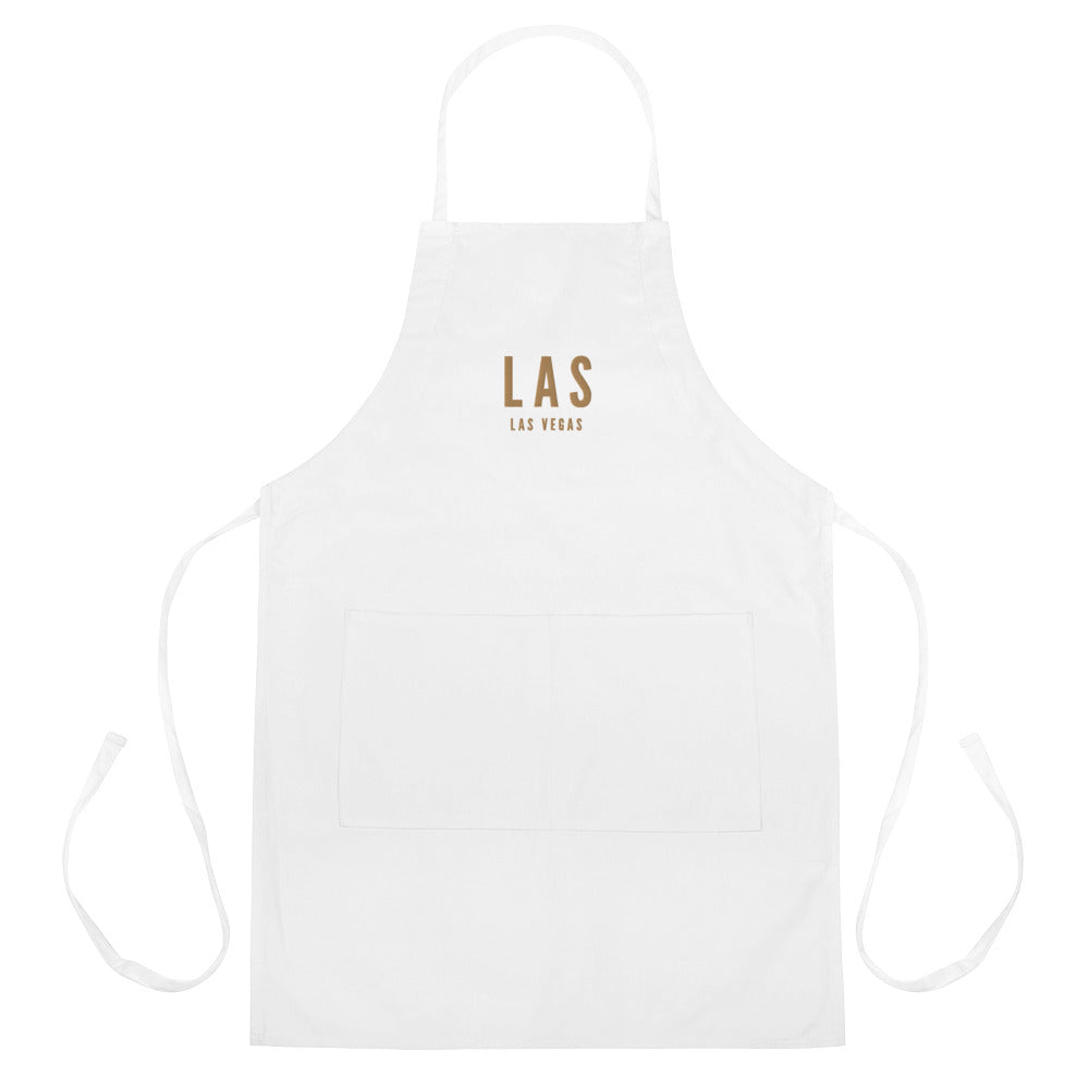 City Embroidered Apron - Old Gold • LAS Las Vegas • YHM Designs - Image 01