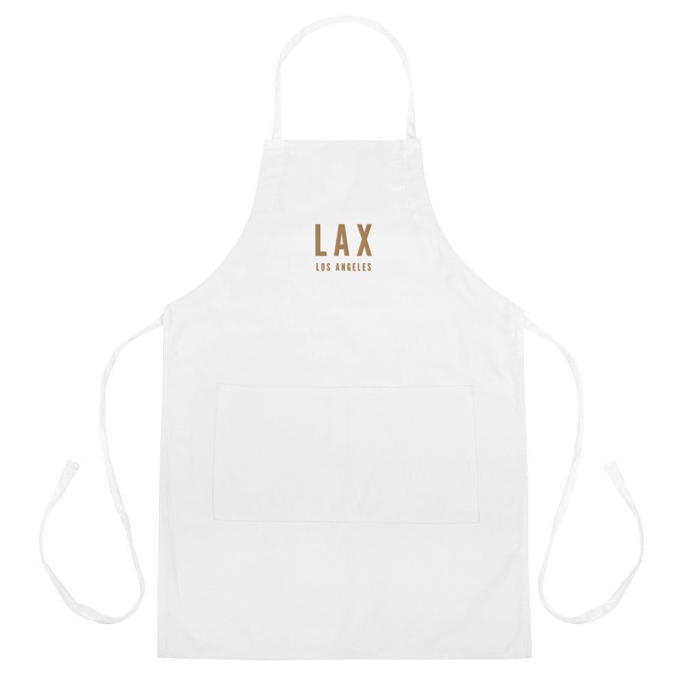 City Embroidered Apron - Old Gold • LAX Los Angeles • YHM Designs - Image 01