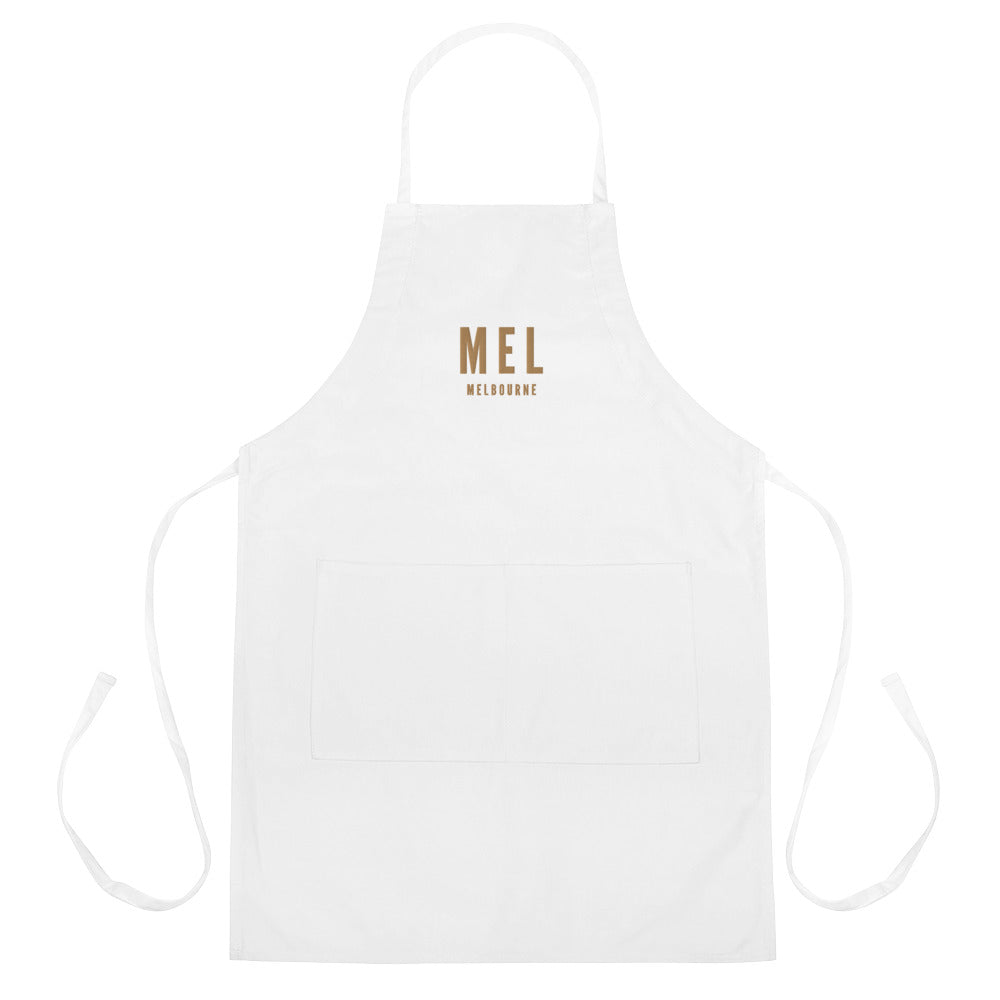 City Embroidered Apron - Old Gold • MEL Melbourne • YHM Designs - Image 01