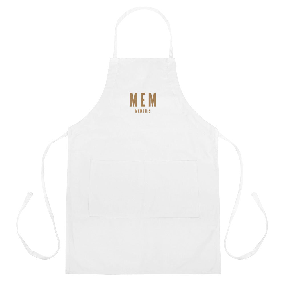 City Embroidered Apron - Old Gold • MEM Memphis • YHM Designs - Image 01