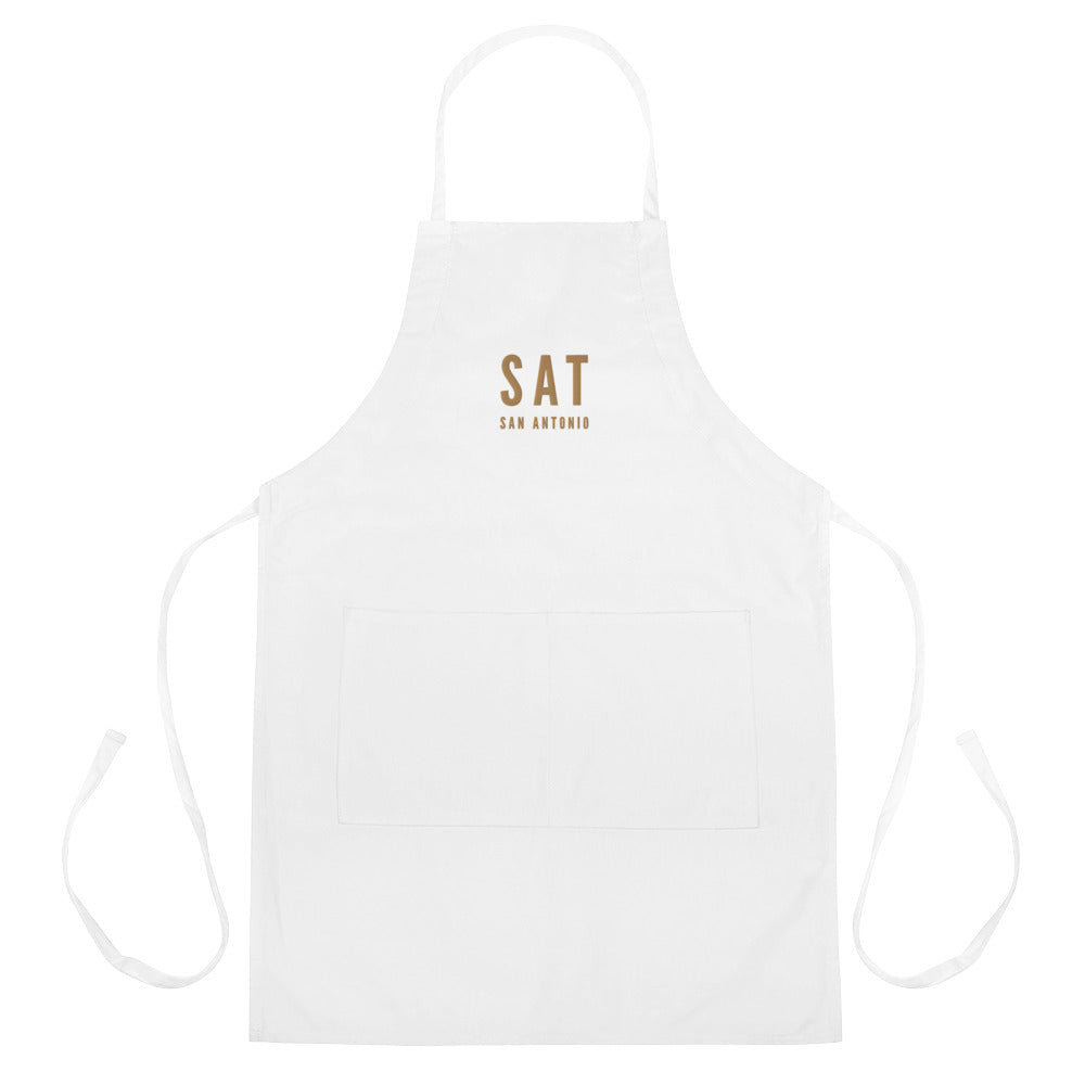 City Embroidered Apron - Old Gold • SAT San Antonio • YHM Designs - Image 01