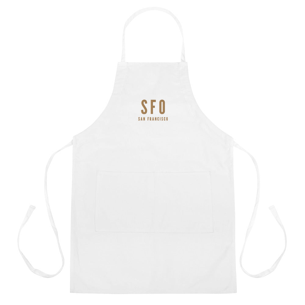 City Embroidered Apron - Old Gold • SFO San Francisco • YHM Designs - Image 01