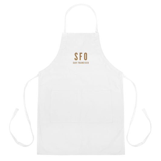 City Embroidered Apron - Old Gold • SFO San Francisco • YHM Designs - Image 01