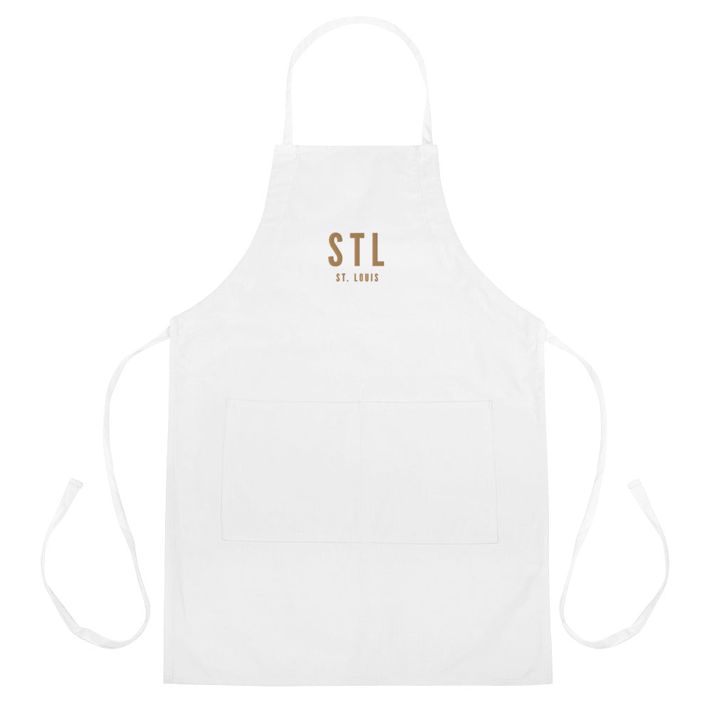 City Embroidered Apron - Old Gold • STL St. Louis • YHM Designs - Image 01