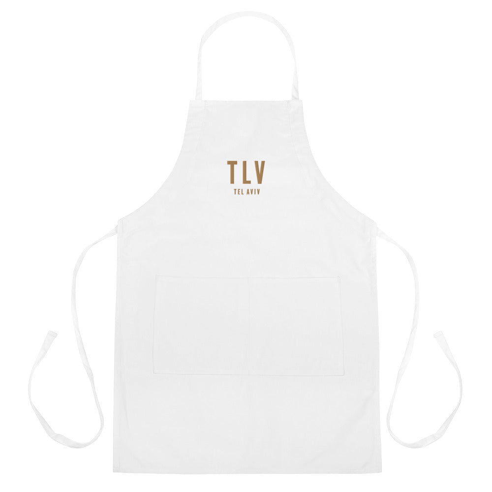 City Embroidered Apron - Old Gold • TLV Tel Aviv • YHM Designs - Image 01