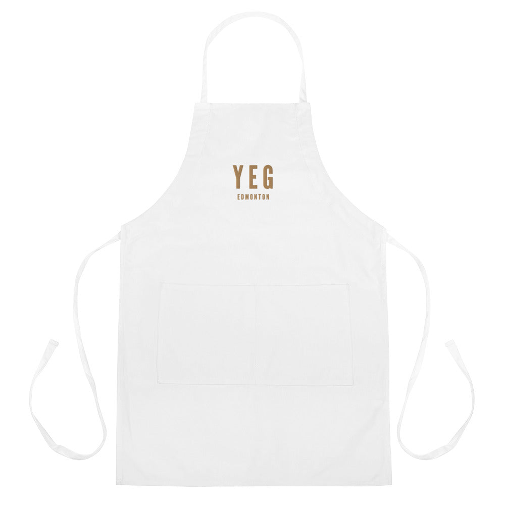 City Embroidered Apron - Old Gold • YEG Edmonton • YHM Designs - Image 01