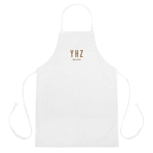 City Embroidered Apron - Old Gold • YHZ Halifax • YHM Designs - Image 01
