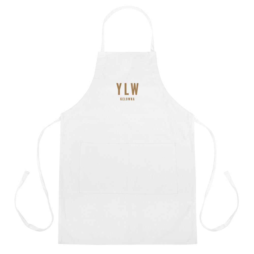 City Embroidered Apron - Old Gold • YLW Kelowna • YHM Designs - Image 01
