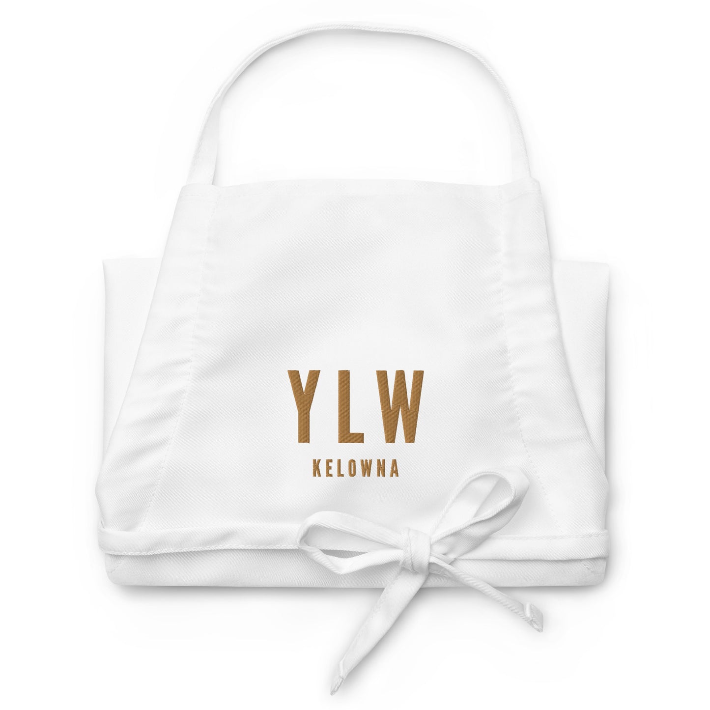 City Embroidered Apron - Old Gold • YLW Kelowna • YHM Designs - Image 07