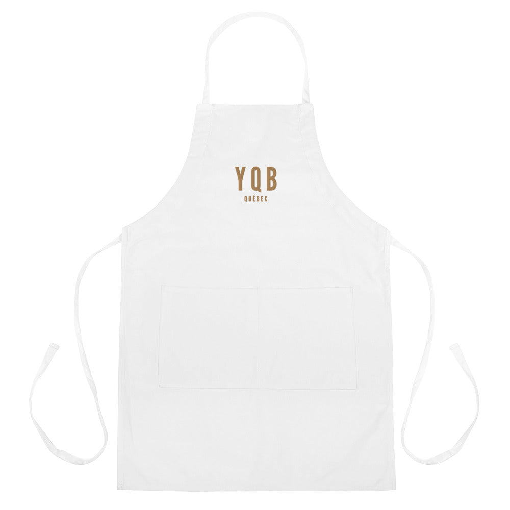 City Embroidered Apron - Old Gold • YQB Quebec City • YHM Designs - Image 01