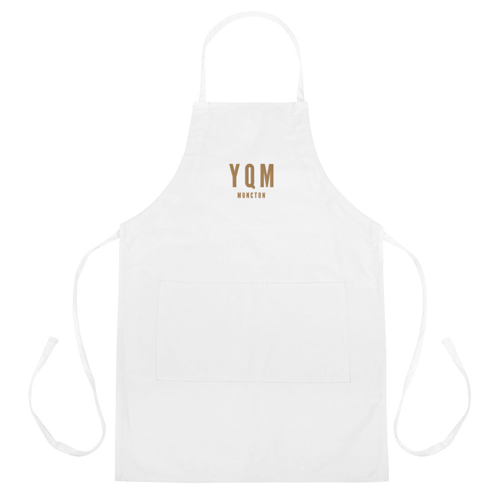 City Embroidered Apron - Old Gold • YQM Moncton • YHM Designs - Image 01