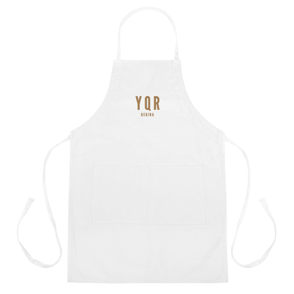 City Embroidered Apron - Old Gold • YQR Regina • YHM Designs - Image 01