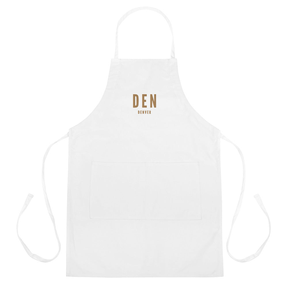 City Embroidered Apron - Old Gold • DEN Denver • YHM Designs - Image 01