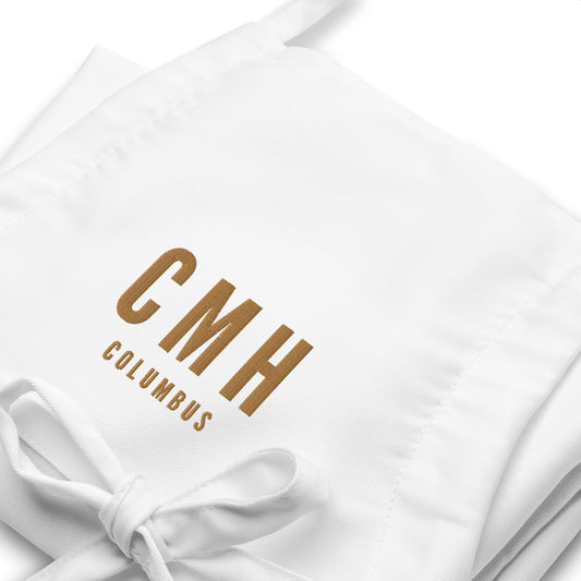 CMH Columbus Apron • Airport Code & City Name Embroidered in Old Gold • YHM Designs - Image 02