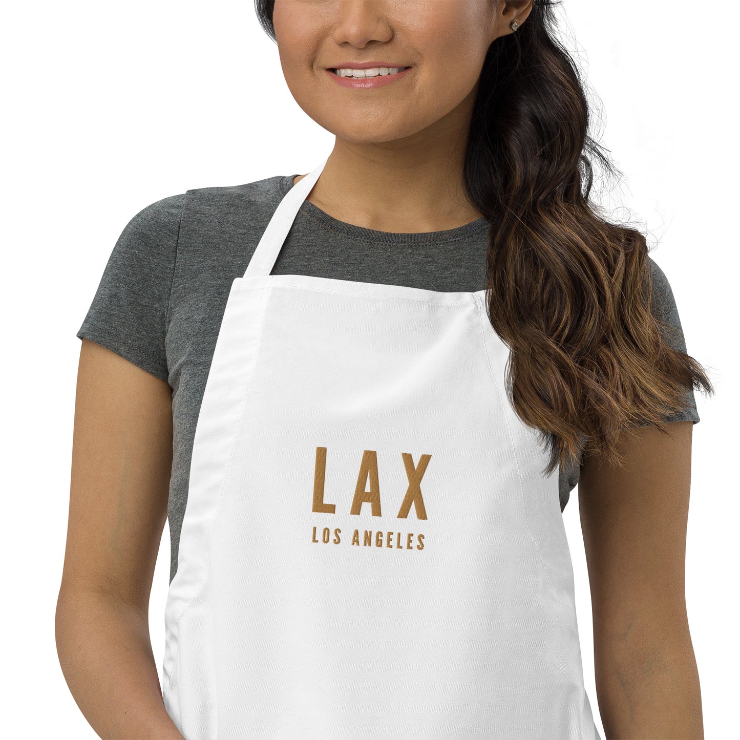 City Embroidered Apron - Old Gold • LAX Los Angeles • YHM Designs - Image 08