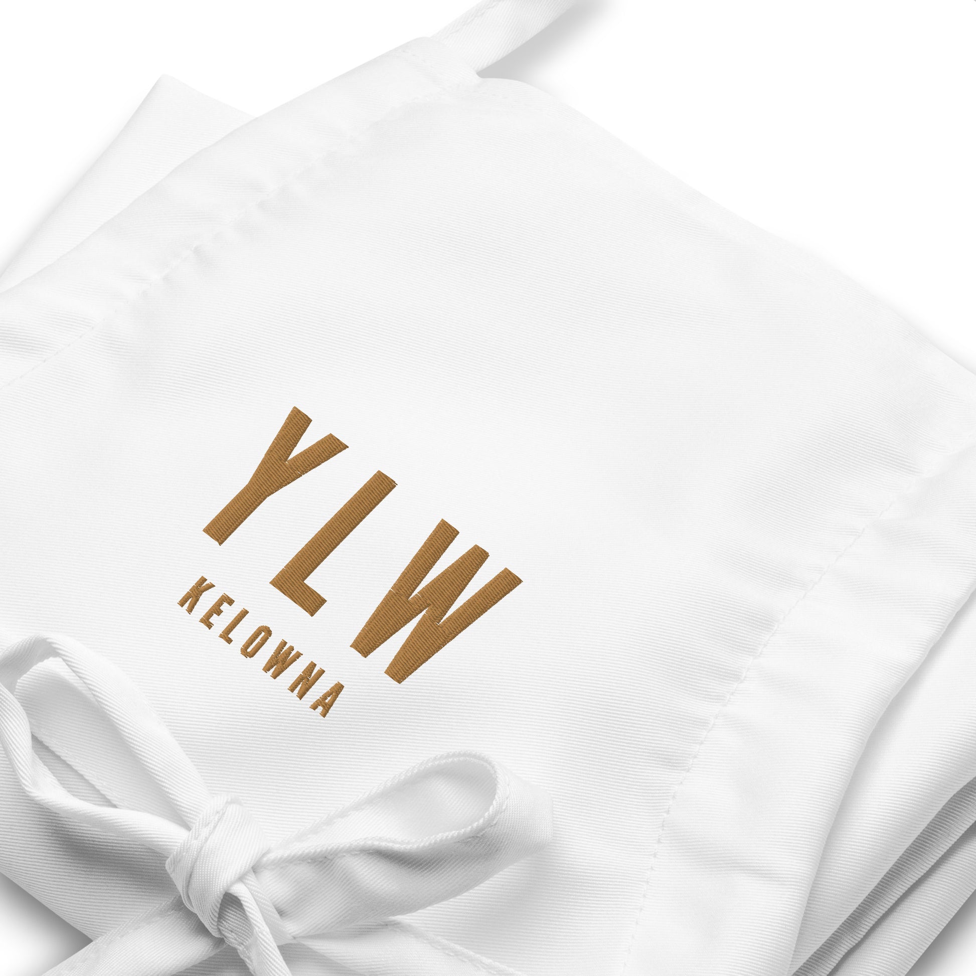 City Embroidered Apron - Old Gold • YLW Kelowna • YHM Designs - Image 06