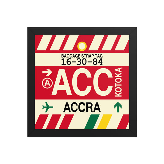 ACC Accra Framed Print • Jet Age Baggage Tag Design • YHM Designs - Image 02