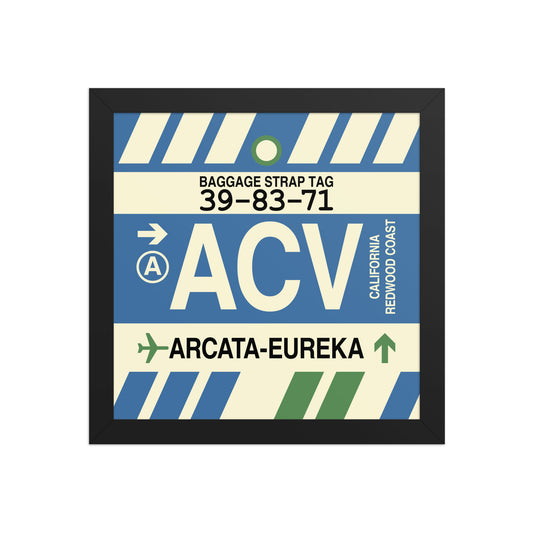 ACV Arcata-Eureka Framed Print • Jet Age Baggage Tag Design • YHM Designs - Image 02