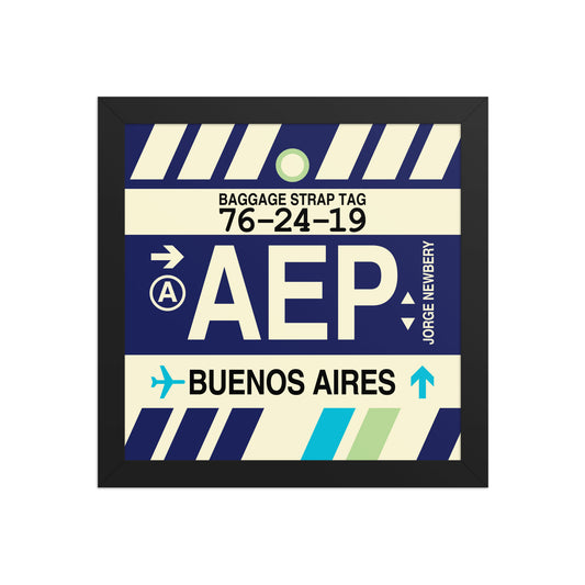 AEP Buenos Aires Framed Print • Jet Age Baggage Tag Design • YHM Designs - Image 02