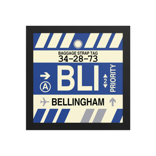BLI Bellingham Framed Print • Jet Age Baggage Tag Design • YHM Designs - Image 02
