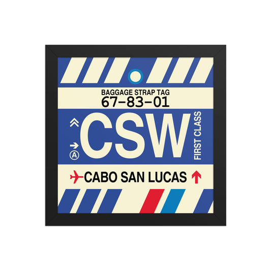 CSW Cabo San Lucas Framed Print • Jet Age Baggage Tag Design • YHM Designs - Image 02