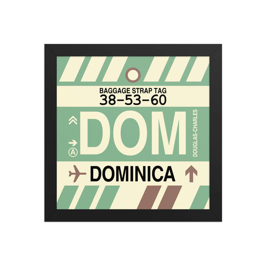 DOM Dominica Framed Print • Jet Age Baggage Tag Design • YHM Designs - Image 02