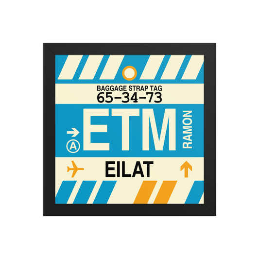 ETM Eilat Framed Print • Jet Age Baggage Tag Design • YHM Designs - Image 02