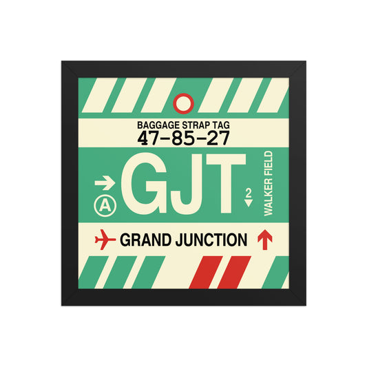 GJT Grand Junction Framed Print • Jet Age Baggage Tag Design • YHM Designs - Image 02