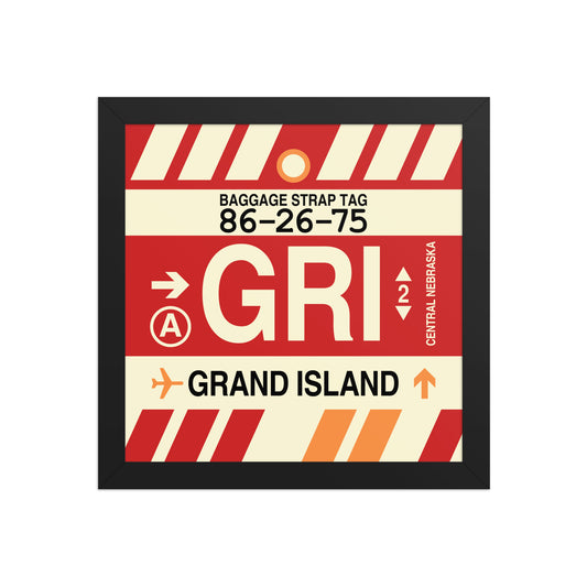 GRI Grand Island Framed Print • Jet Age Baggage Tag Design • YHM Designs - Image 02