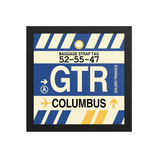 GTR Columbus Framed Print • Jet Age Baggage Tag Design • YHM Designs - Image 02