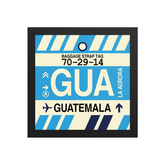 GUA Guatemala City Framed Print • Jet Age Baggage Tag Design • YHM Designs - Image 02