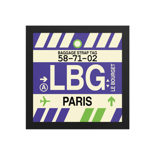 LBG Paris Framed Print • Jet Age Baggage Tag Design • YHM Designs - Image 02