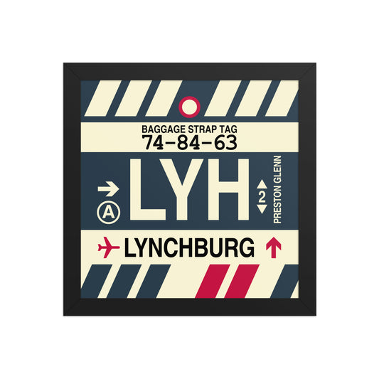 LYH Lynchburg Framed Print • Jet Age Baggage Tag Design • YHM Designs - Image 02