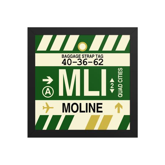 MLI Moline Framed Print • Jet Age Baggage Tag Design • YHM Designs - Image 02