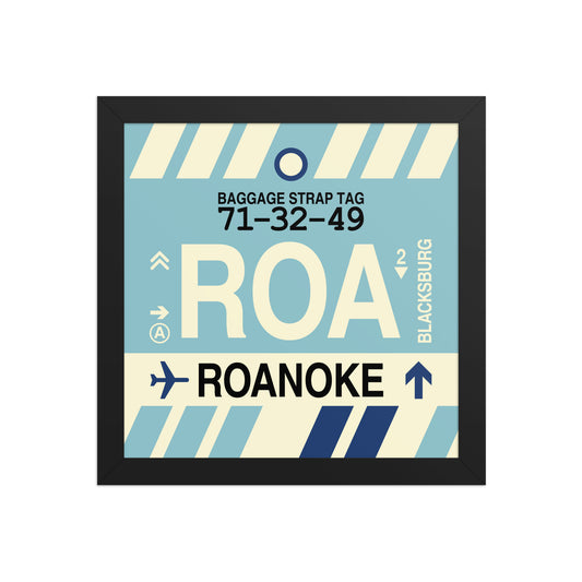 ROA Roanoke Framed Print • Jet Age Baggage Tag Design • YHM Designs - Image 02